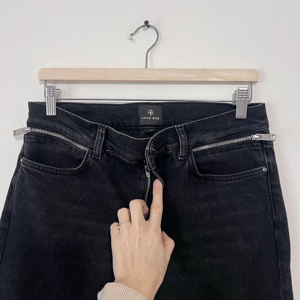 Anine Bing Jax Low Rise Ankle Skinny Jeans Size 29 in Smoke Black - Picture 7 of 11